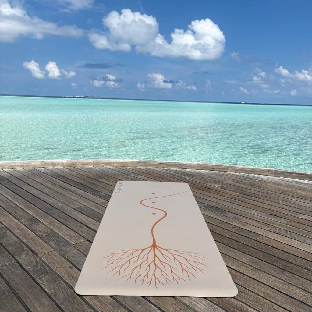 Eco-luxury yoga mat designed for studios and hospitality wellness spaces